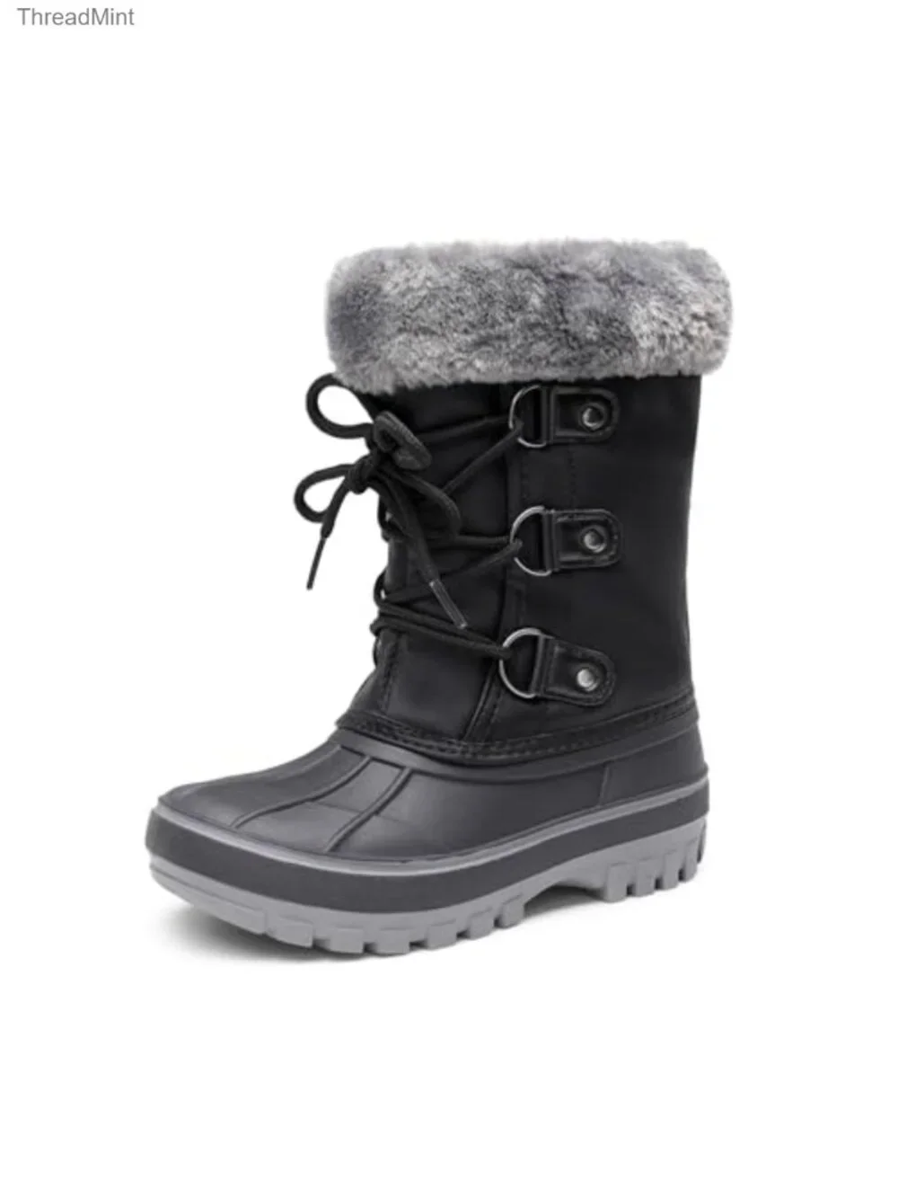 Kids Snow Boots Water-Resistant Non-Slip Winter Boots with Faux Fur
